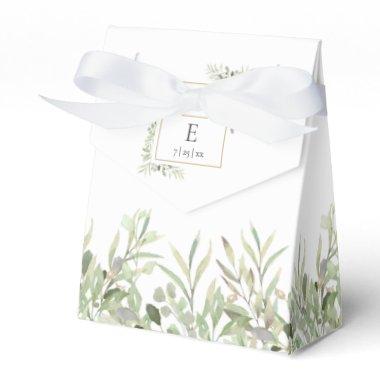 Modern Greenery Foliage Monogram Wedding Favor Boxes