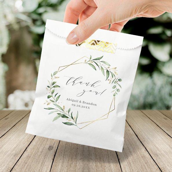 Modern Greenery Gold Geometric Rustic Wedding Favor Bag