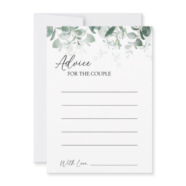 Modern Greenery White Wedding Advice Card