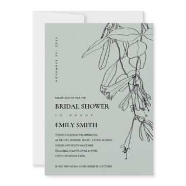 MODERN GREY LINE DRAWING FLORAL BRIDAL SHOWER Invitations