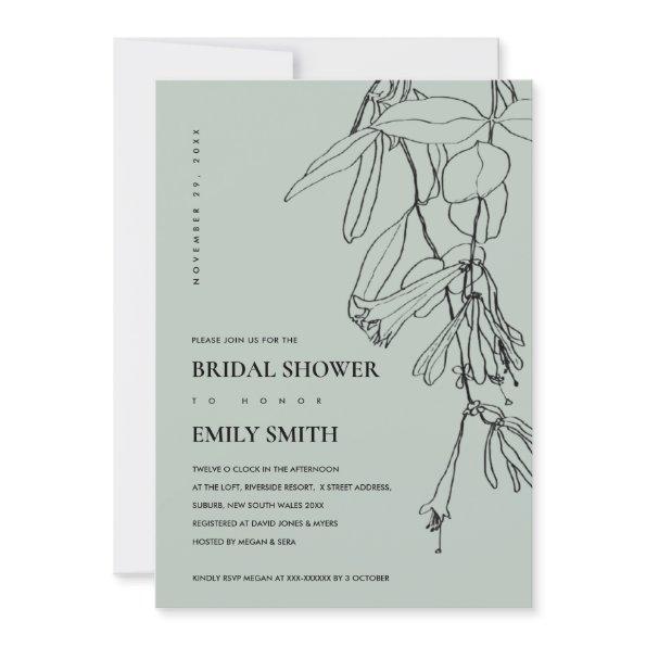 MODERN GREY LINE DRAWING FLORAL
