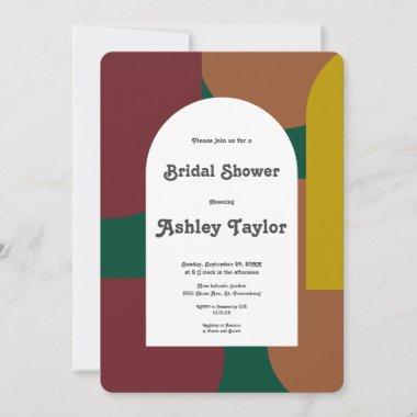 Modern Groovy 70's Retro Abstract Bridal Shower Invitations