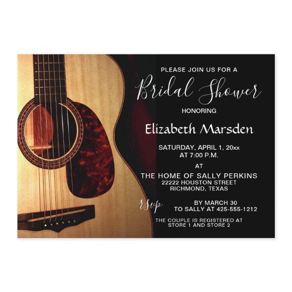 Modern Guitar Musical Hand Lettered Bridal Shower Invitations