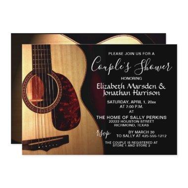 Modern Guitar Musical Handlettered Couple's Shower Invitations