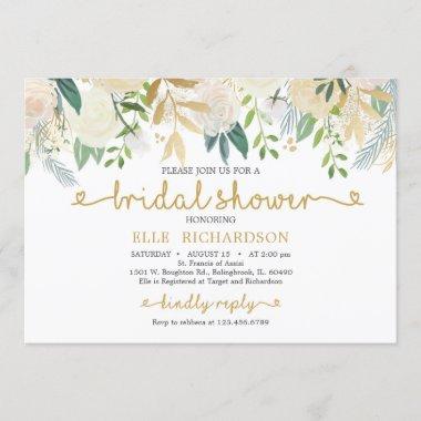 Modern handwritten lettering gold bridal shower Invitations