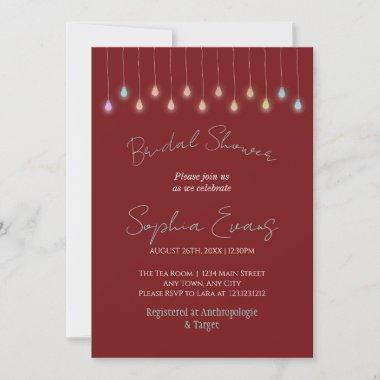 Modern Hanging Lights Red Bridal Shower Invitations
