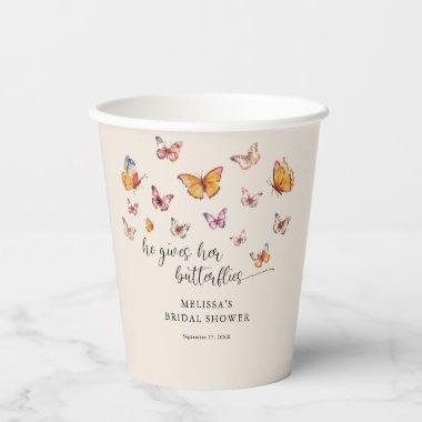 Modern He Gives Me Butterflies  Paper Cups