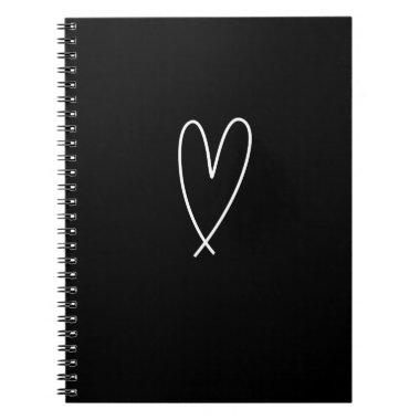 Modern Heart Black & White Minimal Wedding Notebook