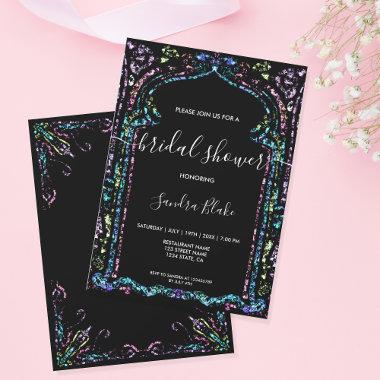 Modern Holographic Ornament Indian Bridal Shower Invitations