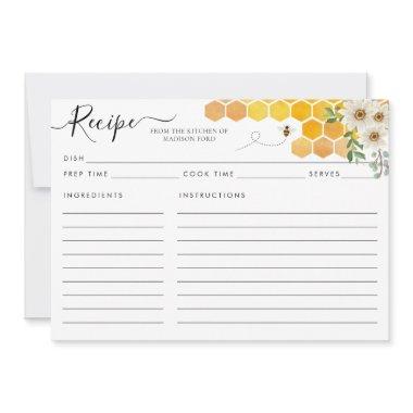 Modern Honeycomb Bumblebee Yellow Bee Recipe Invitations