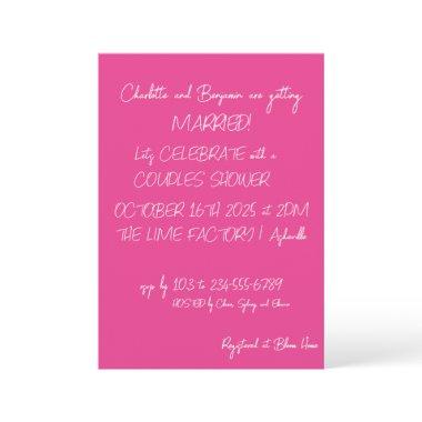 Modern Hot Pink Lettering Trendy Couples Shower