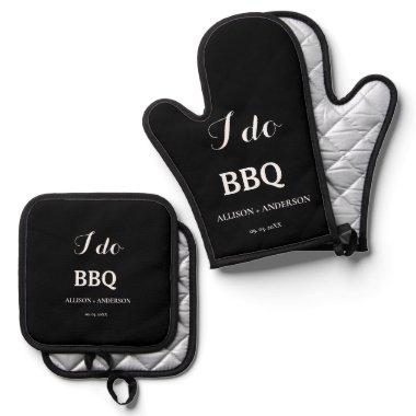 Modern i do bbq  engagement oven mitt & pot holder set