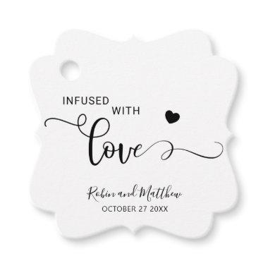Modern, Infused with Love, Black and White Favor Tags