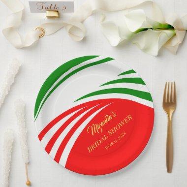 Modern Italy Flag Bridal Shower Paper Plates