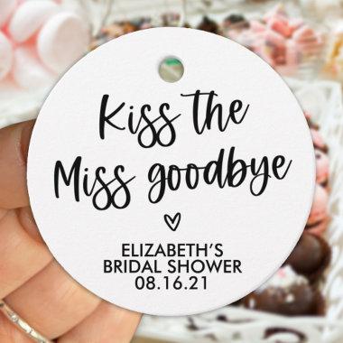 Modern Kiss the Miss Goodbye Bridal Shower  Favor Tags