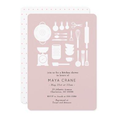 Modern Kitchen Shower Pink Bridal Shower Invitations