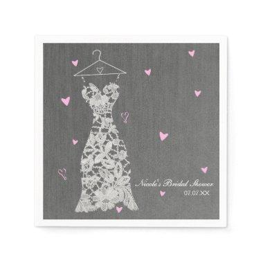 Modern Lace Wedding Dress Grey Chic Bridal Shower Napkins