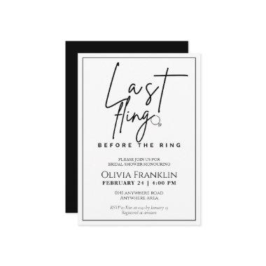 Modern last fling before the ring bridal shower Invitations