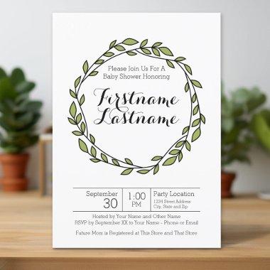 Modern Laurel Wreath Pattern Baby Shower