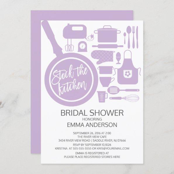 Modern Lavender Kitchen Bridal Shower Invitations