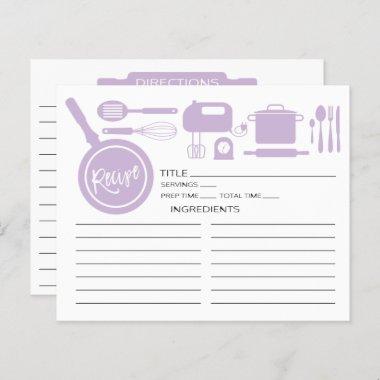 Modern Lavender Kitchen Utensils Recipe Invitations
