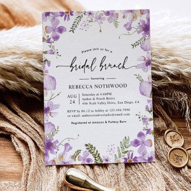 Modern Lavender Lilac Bridal Brunch Invitations