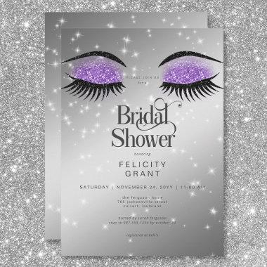 Modern Lavender Purple Glam Eyes Bridal Shower Invitations