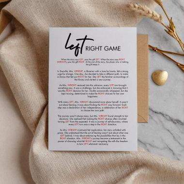 Modern Left Right Bridal Shower Game Invitations