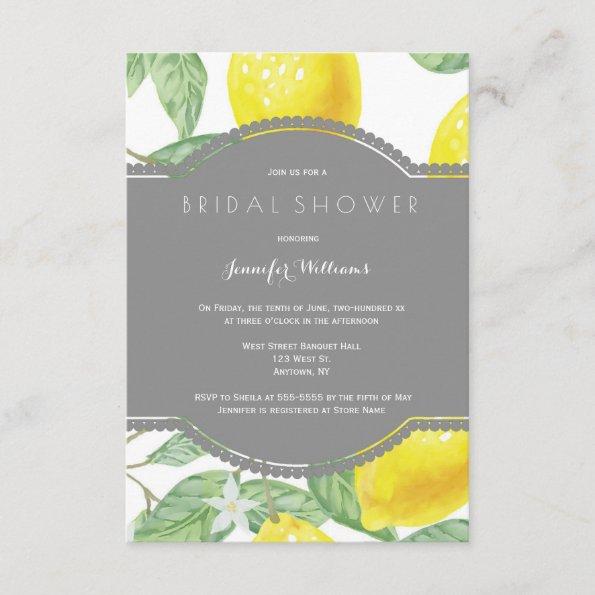 Modern lemon bridal shower invitations