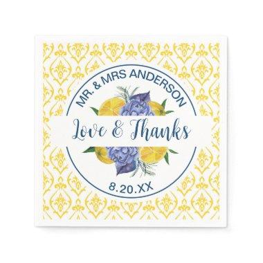 Modern Lemon Citrus Summer Wedding Napkins