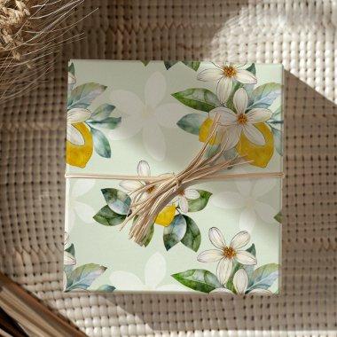 Modern Lemon floral Citrus Wedding Wrapping Paper Sheets