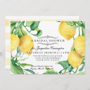Modern Lemon Floral Flower Blossom Bridal Shower Invitations
