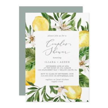 Modern Lemon Garden Couples Shower Invitations