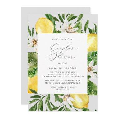 Modern Lemon Garden | Gray Couples Shower Invitations