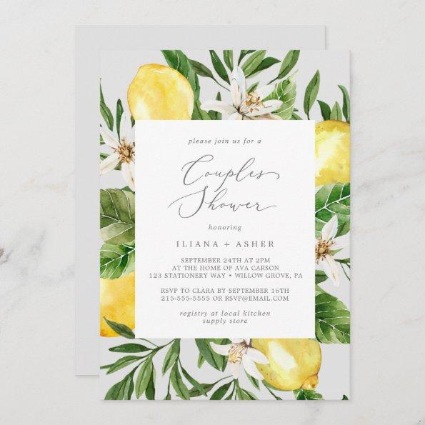 Modern Lemon Garden | Gray Couples Shower Invitations