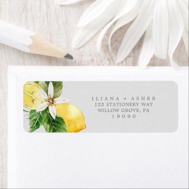 Modern Lemon Garden | Gray Return Address Label