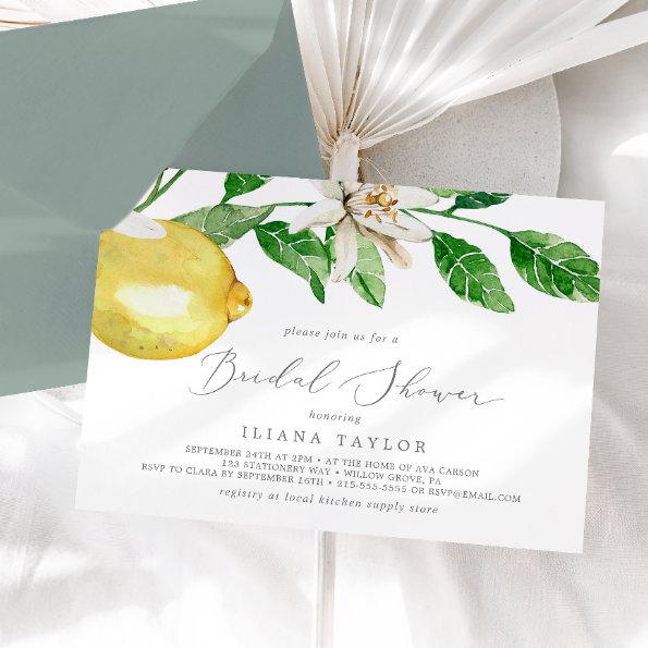 Modern Lemon Garden Horizontal Bridal Shower Invitations