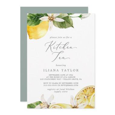 Modern Lemon Garden Kitchen Tea Invitations