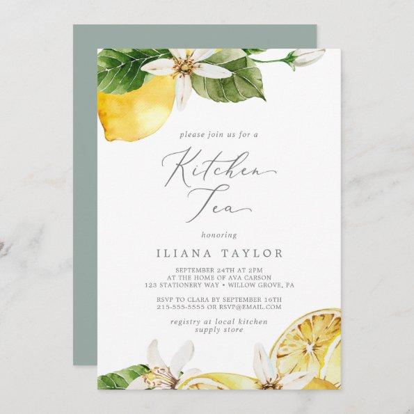 Modern Lemon Garden Kitchen Tea Invitations