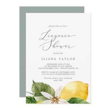 Modern Lemon Garden Lingerie Shower Invitations