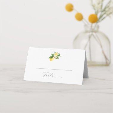Modern Lemon Garden Monogram Folded Wedding Place Invitations