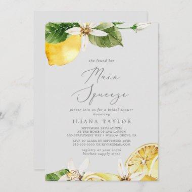 Modern Lemon | Gray Main Squeeze Bridal Shower Invitations