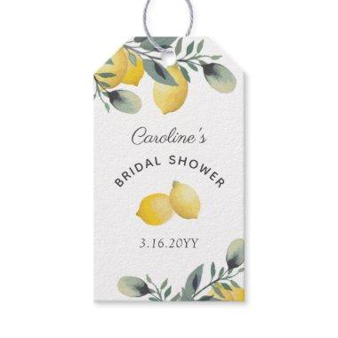 Modern Lemon & Watercolor Floral Bridal Shower Gif Gift Tags