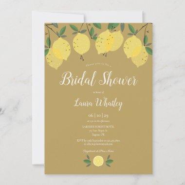 Modern Lemons Gold Bridal Shower Invitations