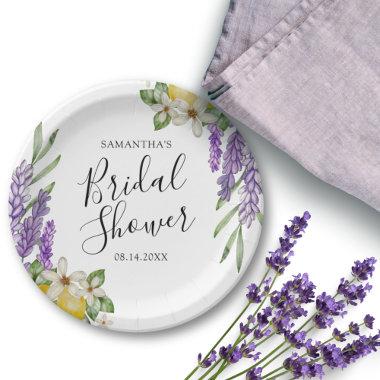 Modern Lemons & Lavender Bridal Shower Paper Plates