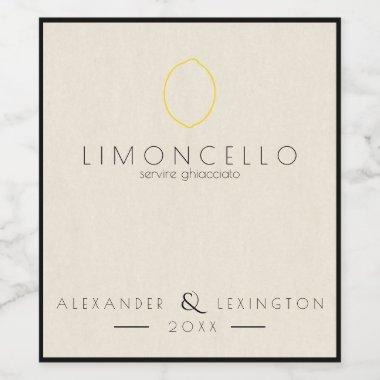 Modern Limoncello Wedding Favor Bottle Label |