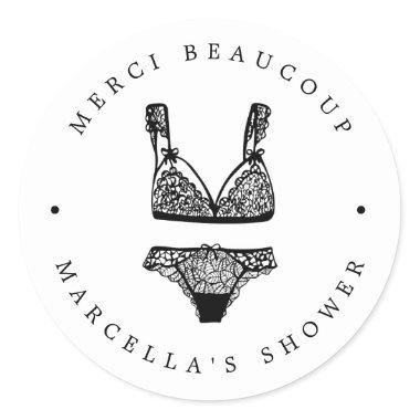 Modern Lingerie Shower Thank You Classic Round Sticker