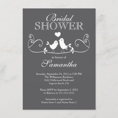 Modern Love Birds Bridal Shower Invitations