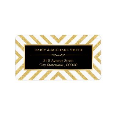 Modern Luxury Golden Glitter Black White Pattern Label