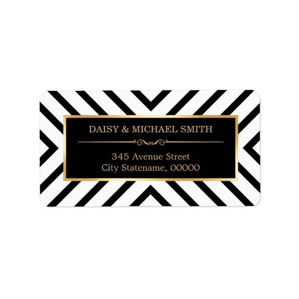 Modern Luxury Golden Ornaments Black White Pattern Label